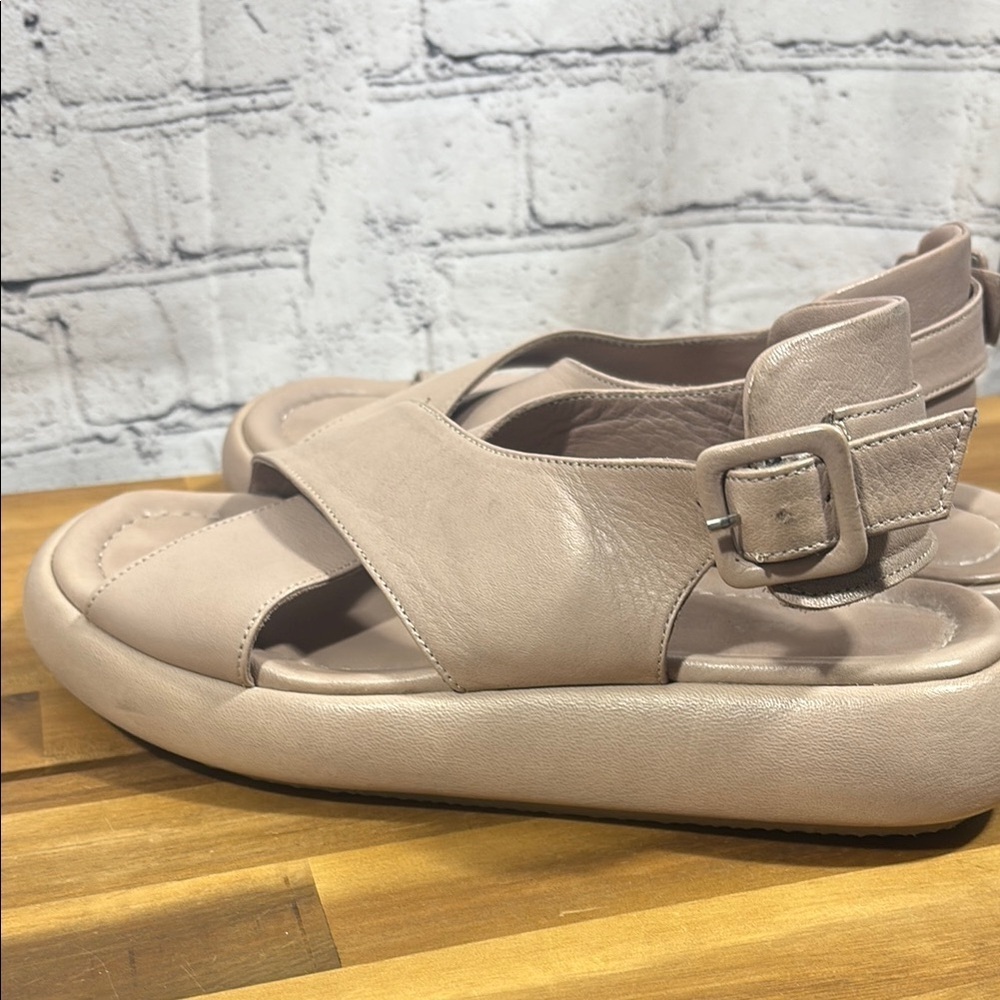 All Black Brand Taupe Sandals with Cushioned Sole and Crisscross Straps - Picture 7 of 14